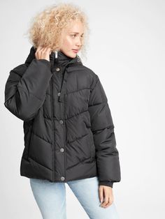 ColdControl Max Puffer Jacket | Gap Factory Fall Hooded Quilted Jacket With Ribbed Cuffs, Casual Puffer Windbreaker For Cold Weather, Casual Hooded Puffer Jacket With Ribbed Cuffs, Casual Weatherproof Puffer Jacket For Streetwear, Casual Spring Puffer Jacket With Drawstring Hood, Casual Weatherproof Puffer Jacket For Fall, Urban Puffer Jacket With Adjustable Hood For Fall, Casual Nylon Puffer Jacket With Detachable Hood, Weatherproof Long Sleeve Puffer Jacket For Fall