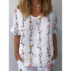 Floral Tunic Tops, Mode Casual, Floral Tunic, Linnet, Plus Size Kleidung, Loose Blouse, Floral Print Blouses, Floral Print Shorts, Women Shirts Blouse