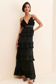 Rent Ruffle Tiered Maxi Dress from Nuuly. Pick 6 items for $98/month. Free shipping + returns. Elegant Tiered Dress For Date Night, Elegant Tiered Ruffle Dress For Cocktail, Elegant Tiered Ruffle Dress For Night Out, Elegant Ruffle Dress For Brunch, Chic Tiered Ruffle Dress, Chic Tiered Maxi Dress For Party, Feminine Tiered Midi Dress For Evening, Feminine Tiered Midi Evening Dress, Elegant Tiered Maxi Dress For Date Night