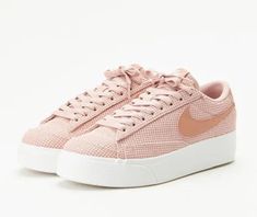 Nike W Blazer Low Platform Ess Pink Rose DN0744-600 WMNS Shoes Sneakers. This is an improved version of the basketball legend with a classic, simple and comfortable design. An elevated midsole / outsole adds confidence, and a woven upper provides breathability on warm days. Low-profile, padded collar for comfort and a stylish look. A vulcanized construction linking the midsole to the outsole gives the shoe a sleek look. BRAND NEW Pink Nike Blazers Low, Pink Low-top Platform Sneakers With Translucent Outsole, Nike Pink Low-top Sneakers, Luxury Pink Low-top Platform Sneakers, Pink Nike Synthetic Sneakers, Basketball Legends, Sleek Look, Vintage Logo, Pink Rose