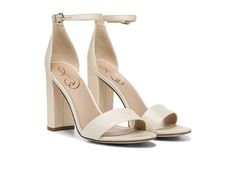 Sam Edelman Wedding Shoes, Fitted Cream Heels With 4-inch Heel, Cream Sandals With Heel Loop, Medium Width, Cream Open Toe Block Heels With 4-inch Heel, Sam Edelman Heels, Wrap Heels, 2 Inch Heels, Shoe Size Conversion, Shoe Size Chart