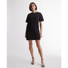 You found it, the perfect weekend dress. Warm-weather days call for our casual organic cotton T-shirt dress. It’s relaxed, it’s breathable, and always comfortable – with a crew neck, set-in sleeve, and chest pocket detail. An instant classic for any curated closet. | Quince | Women's Relaxed T-Shirt Dress in Black, Size X-Large, Cotton Ruched Waist Dress, Curated Closet, Silk Tee, Weekend Dresses, Silk Shirt Dress, Little Red Dress, Linen Shirt Dress, Comfy Dresses, Tennis Dress