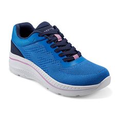 Keep it comfortable in the Easy Spirit Pippa casual sneakers. This lightweight sneaker features a lace-up front, superior arch support and a breathable upper. Plus, it's orthotic friendly!Features: Comfort, Removable Sock Liner, Orthotic Friendly, Lightweight, Cushioned, BreathableClosure Type: Lace-UpShoe Heel Height: 1 3/4 InchesUpper/Outer Base Material: 87% Polyester, 13% PolyurethaneShoe Lining Material: PolyesterSole Material Content: 100% PolyethyleneToe Type: Closed Toe, Bike ToeCare: Spot CleanHeel Style: Flat HeelCountry of Origin: Imported Blue Slip-resistant Running Shoes For Jogging, Blue Slip-resistant Sneakers For Running Errands, Functional Blue Slip-resistant Walking Shoes, Casual Blue Slip-on Sneakers For Jogging, Blue Comfortable Walking Shoes For Sports, Functional Blue Slip-resistant Running Shoes, Functional Blue Sneakers For Light Exercise, Casual Ergonomic Walking Shoes For Jogging, Sporty Blue Sneakers