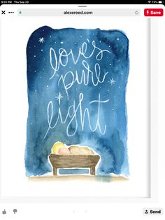 a watercolor painting with the words love and light written on it