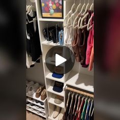 the closet is filled with shoes and other items