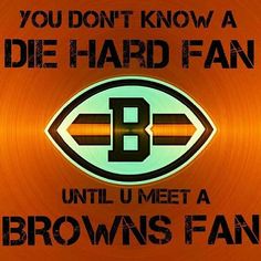 the green bay packers logo on an orange background with words above it that read you don't know a die hard fan until u meet a browns fan