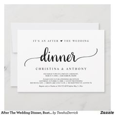 the wedding dinner card is printed on white paper