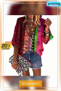 Women's Shirt Blouse Red Blue Purple Color Block Patchwork Print Long Sleeve Daily Basic Shirt Collar Long Loose Fit S Summer Multicolor Long Sleeve Blouse, Bohemian Patchwork Shirt For Summer, Long Sleeve Patchwork Tops For Summer, Multicolor V-neck Shirt For Beach, Spring Vacation Patchwork Shirt, Red Printed V-neck Shirt, Multicolor Fall Vacation Shirt, Multicolor Patchwork Shirt For Vacation, Casual Red Patchwork Blouse