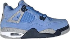 Custom Light Blue Sneakers With Contrast Sole For Sports, Light Blue Leather Sneakers For Sports, Air Jordan 4 Low-top With Abzorb Midsole, Air Jordan 4 Low-top Sports Shoes With Contrast Sole, Casual Air Jordan 4 With Speckled Midsole For Streetwear, Air Jordan 4 Low-top With Contrast Sole, Blue High-top Sneakers For Sports With Speckled Midsole, Blue Lace-up Sneakers With Speckled Midsole, Casual Air Jordan 4 High-top With Contrast Sole