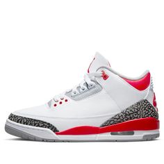 Want to relive some legendary Jordan moments through sneakers? The legendary player wore "Fire Red" AJ 3s often throughout the 1987 season when he won the Dunk Contest, All-Star Game MVP, Defensive Player of the Year, and Regular Season MVP. (AJ3/SNKR/Unisex/Mid Top/Basketball/Wear-resistant) Jordans Red, Jordans 3, Jordan 3 Outfit, Shoes Nike Jordan, Dunk Contest, Jordan 3s, Shoes For School, Red Jordans, Back To School Shoes