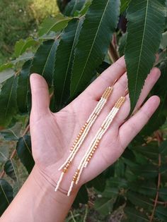 Beige Fringe Seed Bead Earrings Abstract Beaded Earrings | Etsy Native Earrings, Loom Jewelry, Beaded Earrings Tutorials, Native American Beaded Earrings, Brick Stitch Earrings, Beaded Tassel Earrings, Long Tassel Earrings, Beaded Earrings Patterns, Earring Tutorial