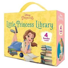 the little princess library book set includes 4 books and an open case with yellow handles