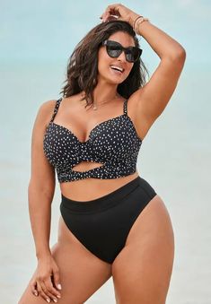 Swimsuits For All Beachwear Swimwear With Medium Bust Support, Underwire Tankini With Built-in Bra For Sunbathing, Underwire Tankini With Built-in Bra For Swimwear, Underwire Tankini For Vacation, Underwire Tankini With Built-in Bra, Summer Swimwear With Triangle Top And Medium Bust Support, Triangle Top Swimwear With Medium Bust Support For Summer, Summer Swimwear With Medium Bust Support And Triangle Top, Full Coverage Swimwear With Medium Bust Support For Beach