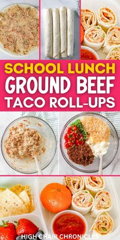 school lunch ground beef taco roll ups are an easy and healthy meal for kids