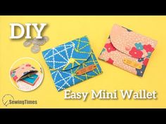 diy easy mini wallets made from fabric and paper with sewing supplies on yellow background