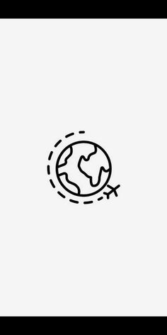 a black and white drawing of the earth with an arrow in it's center