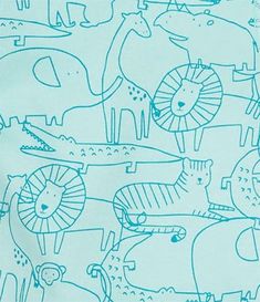 a drawing of animals on a blue background