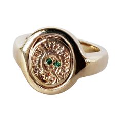 Crest Signet Ring Emerald Memento Mori Style Skull 14k Gold Vermeil J Dauphin J DAUPHIN signature piece " Secret Doors" Hand made in Los Angeles Inspired by Memento Mori, medieval Latin Christian theory and practice of reflection on mortality. Which in Latin means "remember that you have to die", it symbolize the vanity of early life and the nature of all early goods and pursuit that are just temporary. Memento more has been a discipline of perfecting the character by cultivating detachment and Memento Mori Ring, Secret Doors, Skull Cufflinks, Mori Style, Cushion Cut Diamond Ring, Gold Skull, Bracelet Love, Diamond Fashion Rings, Silver Signet Ring