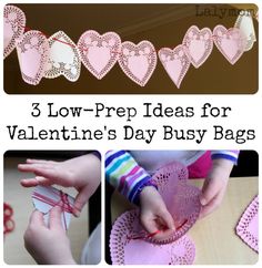 valentine's day crafts for kids to make with paper hearts and string on strings