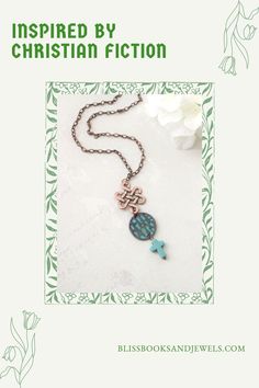 a necklace with an image of a turtle on it and the words inspired by christian fiction written