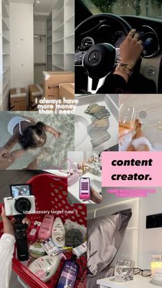 there is a collage of photos with words and pictures on it that say content creator