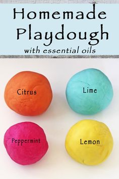 homemade playdoughs with essential oils for kids to learn how to use them