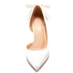 Shop White Satin Bow Back Pumps D'orsay Stiletto Heels Bridal Shoes For Wedding color White for Dancing Club, Night Club, Party, Wedding, Work with worldwide Free shipping & Free return. Elegant Low Heel Bridal Shower Heels, Pointed Toe Wedding Shoes With Bow For Bridal Shower, Low Heel Wedding Shoes With Padded Heel, Elegant Wedding Shoes With Wrapped Heel For Bridal Shower, 4-inch Heel Kitten Heels For Wedding, Elegant 4-inch Heels For Bridal Shower, Wrapped Heel Closed Toe Heels For Bridal Shower, Closed Toe Heels With Wrapped Heel For Bridal Shower, Elegant High Heel Bridal Shower Heels