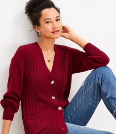 4638_Xtra Large_35266273 Easy Shape, Cardigan Sweaters, New Accessories, Cozy Cardigan, Detailed Sweater, Flattering Dresses, Cable Knit Cardigan, Dresses Pants, V Neck Cardigan