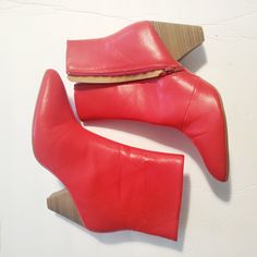 Red Shoe Bootie With Inside Zipper Man Made Marterial New Never Worn Red Booties, Red Shoes, Peru, Bootie, Bootie Boots, Ankle Boots, Wedges, Size 10, Women Shoes