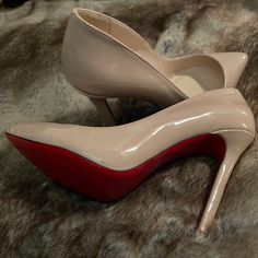 So Sexy Cute Nude Color Size 38 Red Bottoms Loubiton Heels, Louis Vuitton Red Bottoms, Dream Heels, Christian Louboutin Pigalle Follies, Graduation Outfit Ideas, Red Bottom Heels, Classy Heels, Blue High Heels, Black Peep Toe Heels