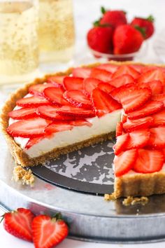 there is a pie with strawberries on it