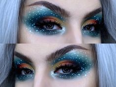 Witch Beauty Makeup, Woodland Witch Makeup, Purple Festival Makeup, Galaxy Makeup Simple, Purple Witch Makeup, Space Make Up Galaxy Makeup, Blue Galaxy Makeup, Purple Witchy Eye Makeup, Cosmic Makeup