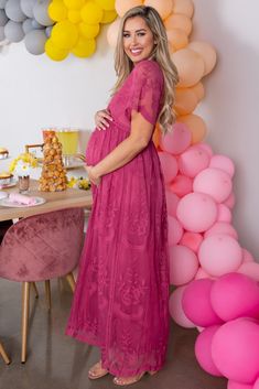 Pink Baby Shower Dress, Gender Reveal Outfit, Pink Maternity Dress, Short Bell Sleeves, Maternity Dresses For Baby Shower, Shower Outfits, Summer Baby Shower, Maternity Maxi Dress, Maternity Dresses For Photoshoot