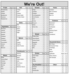 we're out printable to do list with the words and numbers on it