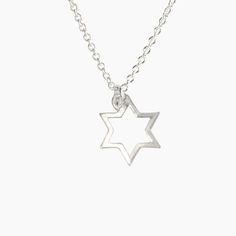 Sterling Silver Jewish Star Necklace | Star of David | mazi + zo jewelry Jewish Star Necklace, New York Jewelry, Star Of David Necklace, Jewish Star, Bat Mitzvah Gifts, Star Of David, Bat Mitzvah, Star Necklace, Silver Stars