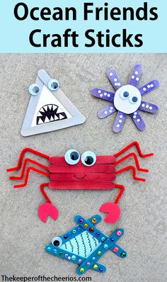 the ocean friends craft sticks are made out of construction paper