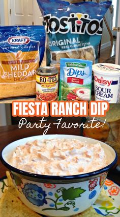 Fiesta Ranch Dip Ranch Appetizers, Fiesta Ranch Dip, Dip Appetizers, Dip Party, Party Crowd, Easy Dip, Shredded Cheddar Cheese, Ranch Dip