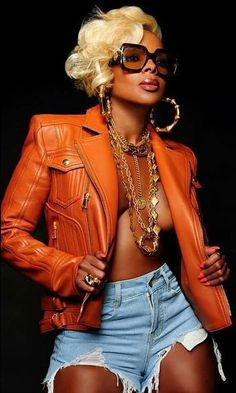 Orange Leather Jacket, Mary J Blige, Pelo Afro, Mary J, Melanin Poppin, Looks Street Style, Orange Leather, Female Singers, Look Chic