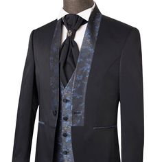 Package Includes: 1 x Jacket - 1 x Waistcoat - 1 x Pant

Elevate your style to new heights with the mesmerizing Andre Emilio dark navy tuxedo with floral shawl lapel. Experience sophistication like never before with its charming shawl lapel and luxurious floral pattern. Make a lasting impression at weddings and formal events. Shop now and own the spotlight!

 	

 	Fabric: 120s
 	Lining Fabric: Silk
 	Pattern: Solid
 	Buttons: Satin Fabric
 	Construction: Half Canvas
 	Seasonality: All Season
 	J Spotlight Fabric, Navy Tuxedo, Navy Tuxedos, Floral Shawl, Silk Pattern, Fabric Construction, Fabric Silk, Lining Fabric, Dark Navy