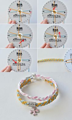 the instructions for how to make a multi - colored bracelet with an anchor and cross charm