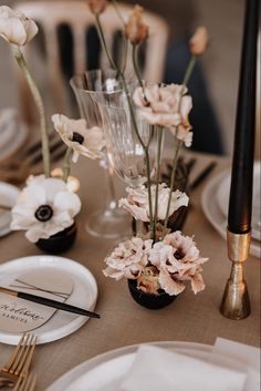 Inspiration for a stylish wedding at Froyle Park Country Estate, Hampshire with luxury cake, blush florals and stunning tablescape | Image features stylish tablescape in blush and nude tones with hints of black Wedding Arch Flowers, Arch Flowers, Holiday Table Settings