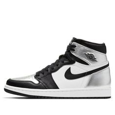 Air Jordan 1 Silver Toe, Dior 2021, Wmns Air Jordan 1, Prada Fashion, Silver Sneakers, Cute Nike Shoes, Air Jordan 1 Retro High Og, High Sneakers, Cute Nikes