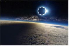 an eclipse is seen over the earth from space