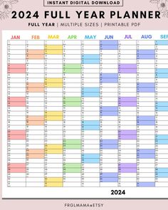 a printable calendar for the new year is shown in this image, and it has been