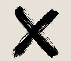 the letter x is drawn in black ink on a white background, and it appears to be made out of brush strokes