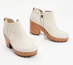 Style these adorable booties with everything from chunky knit sweaters to distressed denim jeans -- and enhance them with delicate gold jewelry. They're your go-to for chilly-season. From Dr. Scholl's. White Faux Leather Mid-calf Boots For Fall, White Fitted Mid-calf Boots With Snip Toe, Ankle-high Leather Sole Booties Medium Width, Delicate Gold Jewelry, Distressed Denim Jeans, Chunky Knits Sweater, Chunky Knit, Distressed Denim, Faux Suede