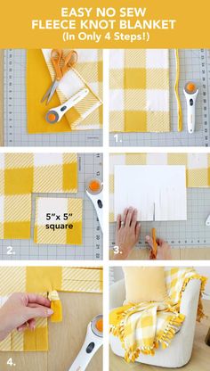 how to make a diy no sew blanket with fabric and scissors - step by step instructions