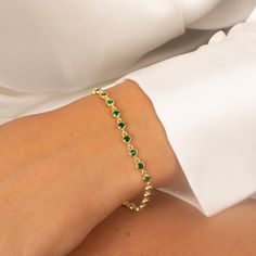 New in! Green round cut stone tennis bracelet handcrafted from 925 silver and zirconia stones. All of our products are carefully packaged. keep them in a box or separately in a plastic bag. so that sterling silver does not oxidize. you can clean the products with a soft polishing cloth. Avoid Chemicals. Gold Bracelet With Stones, Silver Tennis Bracelet, Designer Bracelets, Summer Color Palette, Pocket Money, Brand Magazine, Zodiac Gifts, Artisan Gift, Zodiac Jewelry