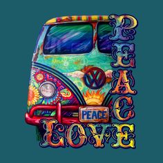 a van with the words peace love painted on it