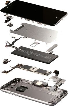 an iphone is shown with parts removed from it